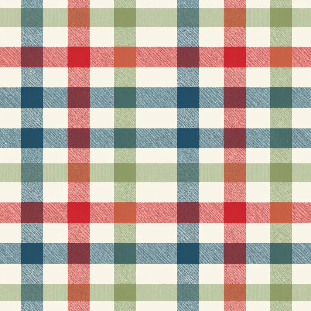 Flat vector plaid swatch with overlapping bands of two colors, sh