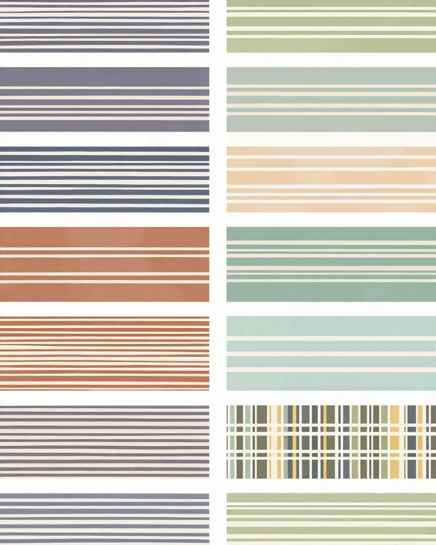 Square repeat study showing two-color and multi-stripe check swatches on a clean grid, sharp vector edges, even screen-l